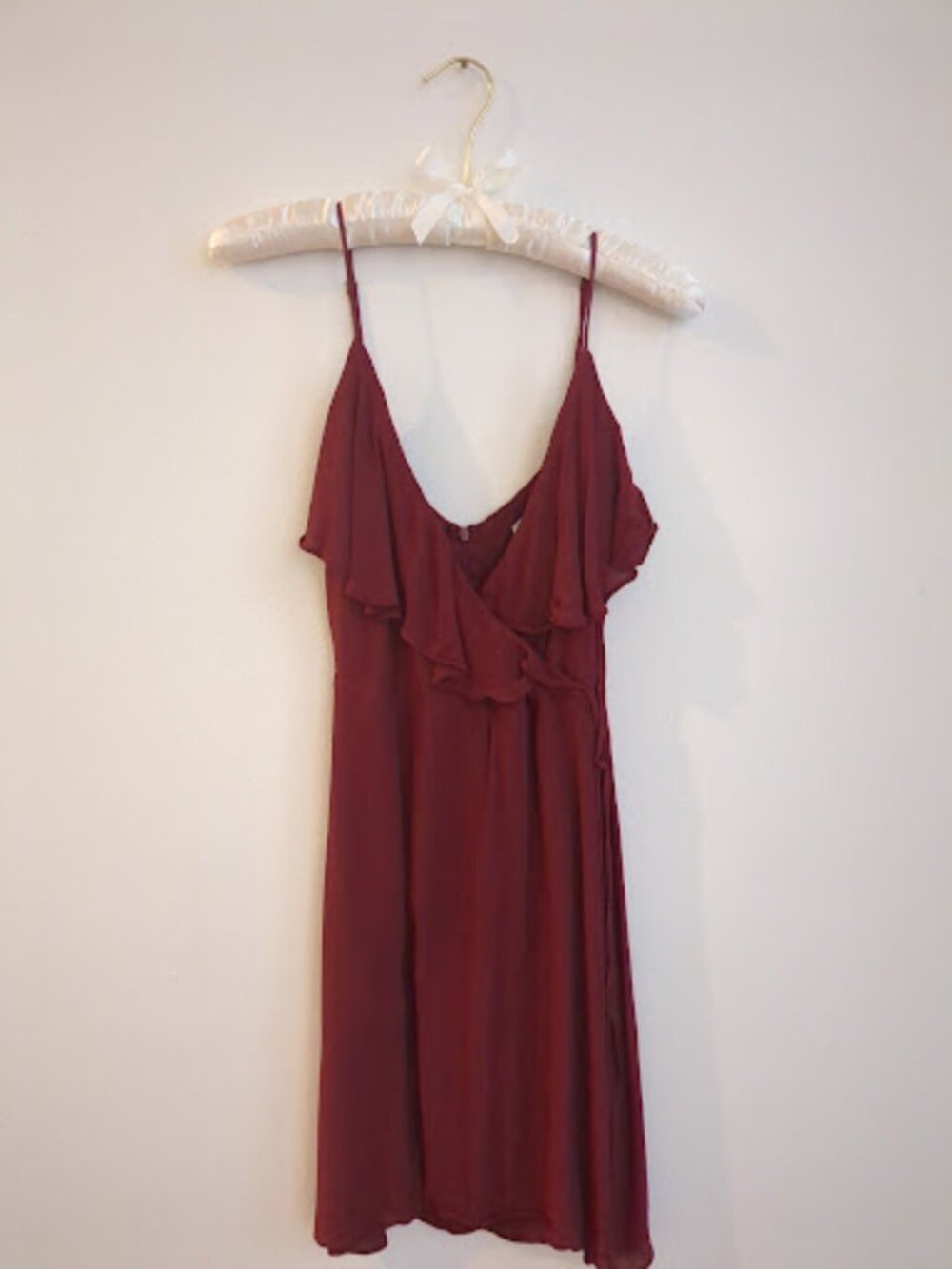 Bailey/44 Red-Orange Ruffle Dress Vibrant Warm Red Spaghetti Strap – Size Small